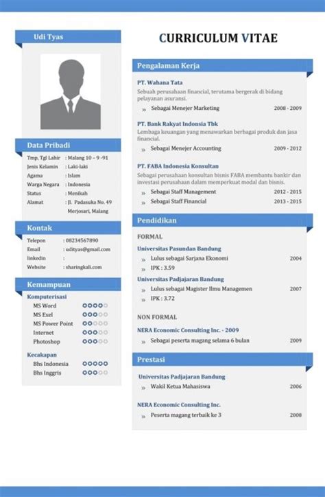 Contoh Cv Terbaru Menarik Dan Cara Membuatnya Word File Cv Template Hot Sex Picture