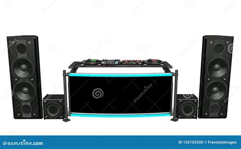 DJ Turntables with Speakers, Sound Mixers and Audio Recording Equipment ...