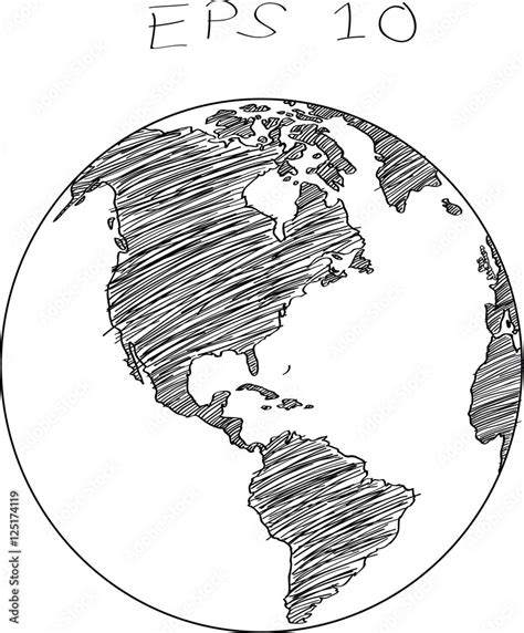 World Map Globe Vector Line Sketch Up Illustrator EPS 10 Stock Vector