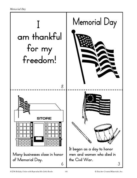 Memorial Day Printables For Kindergarten 2nd Grade Lesson Planet