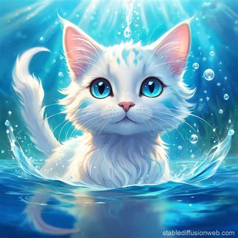Cute Water Cat Stable Diffusion Online