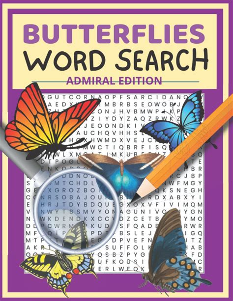 Butterflies Word Search Admiral Edition Large Print 60 Puzzle Word