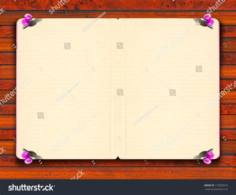 Vintage Empty Paper Blank Notebook Paper With Line On The Wooden