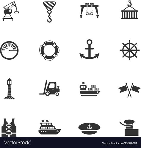 Harbor Icon Set Royalty Free Vector Image Vectorstock