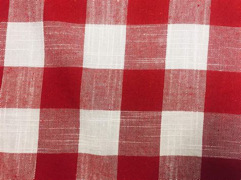 Red And White Gingham Linen Checked Linen Fabric Plaid Material Buffalo