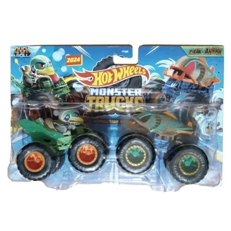 HOT WHEELS MONSTER Trucks Demolition Doubles Duck N Roll And Piran Ahhhh PicClick UK
