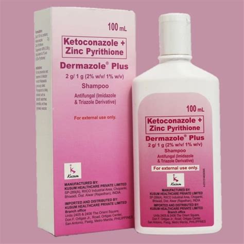 Dermazole Plus Shampoo Ketoconazole Zinc Pyrithione 100ml