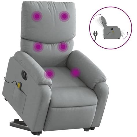 Zerodis Fauteuil Inclinable De Massage Lectrique Gris Clair Tissu