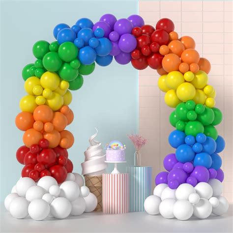 Rainbow Balloons Arch Kit 175 Pcs Rainbow Balloons For Decoration