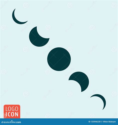 Lunar Phases Icon Set Moon Phases In The Night Starry Sky Shape Of