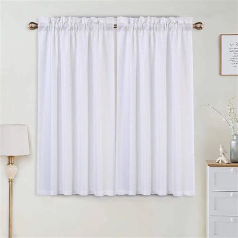 Haperlare 30 Wx45 L Waffle Weave Fabric Cafe Curtains Light Filtering