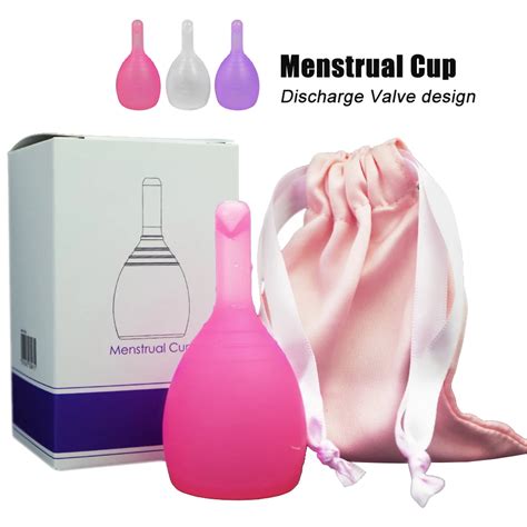 Reusable Menstrual Cup With Drain Valve Medical Silicone Gel Lady Month