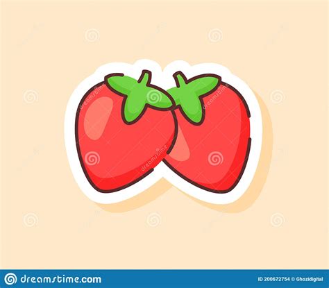 Sticker De Fresa Frutal Comida Fresca Saludable Con Color De Dibujo