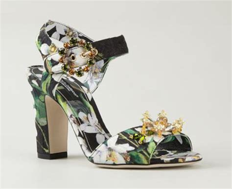 Dolce Gabbana Jewel Embellished Floral Print Sandals Shoes Post