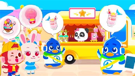 Ice Cream Truck Making Creative Desserts Ice Cream Babybus