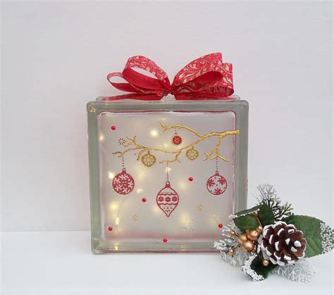 Christmas Light Christmas Decoration Christmas Glass Block Light Christmas Light Up Box Etsy