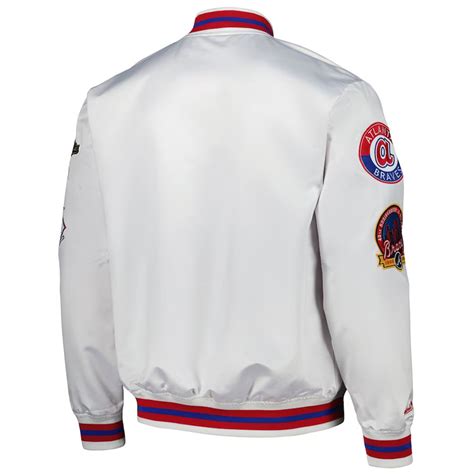 Varsity Satin Full Snap Atlanta Braves City Collection White Jacket