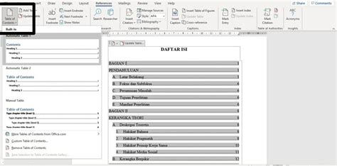 Cara Membuat Daftar Isi Otomatis Secara Rapi Dalam Microsoft Word