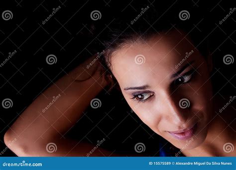 Beautiful Woman Holding Her Hair With His Hand Stock Image Image Of