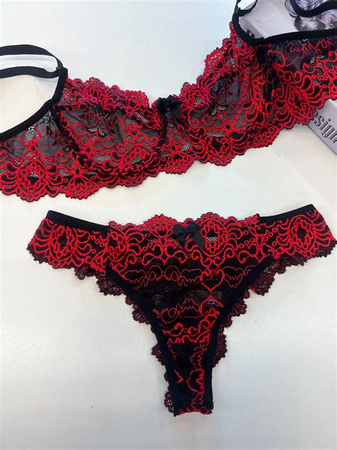 Conjunto Sem Bojo Aro Preto Vermelho Site Exclusivo De Lingerie