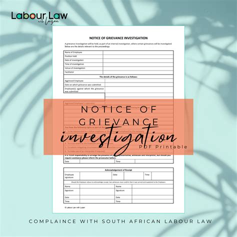 Notice Of Grievance Investigation Compliant With Sa Labour Law