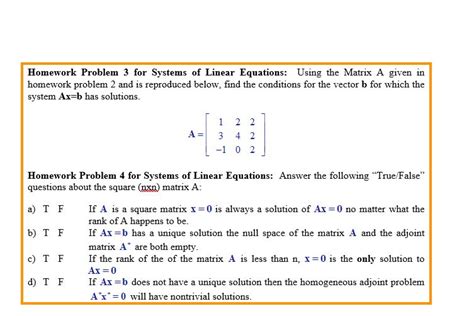 Solved Homework Problem 3 For Systems Of Linear Equations