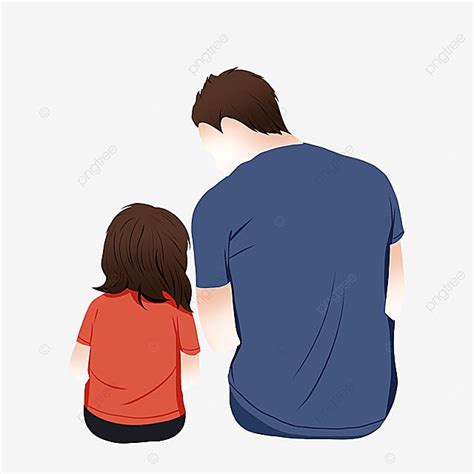 Padre E Hija Sentados Y Charlando Png Dibujos Padre E Hija Dia Del