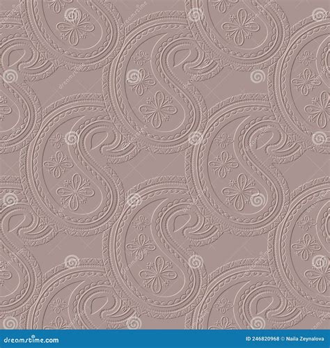 3d Textured Emboss Paisley Seamless Pattern Embossed Floral Ethnic