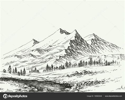 Montagnes Paysage Croquis Stock Vector By Danussa