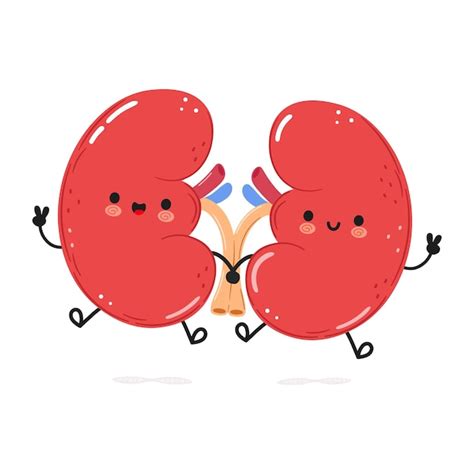 Premium Vector Cute Funny Kidneys Organ Jumping Character Vector Hand