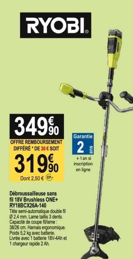 Promo Débroussailleuse Sans Fil 18 V Brushless One Ryobi chez Tridôme