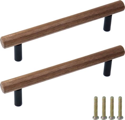 Lbfeel Square Wood Drawer Pulls Handles Walnut Kitchen Cabinet Knob