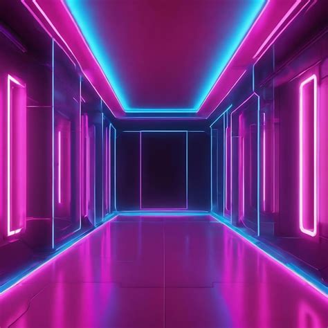 Premium Photo Abstract Neon Background Scifi Modern Empty Room Pink