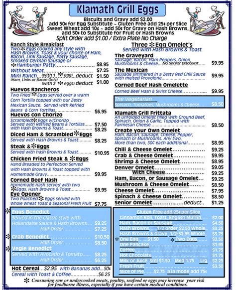 The Klamath Grill menus in Klamath Falls, Oregon, United States