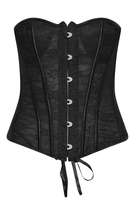 Corset noir dentelle à encolure coeur Lingerie PrettyLittleThing FR