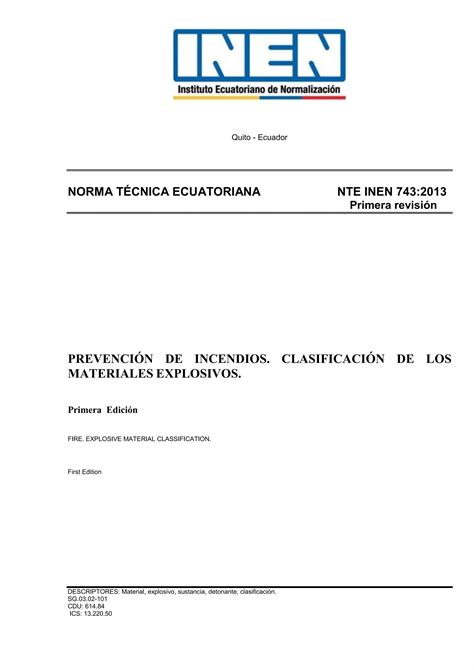 Nte Inen Prevenci N De Incendios Clasificaci N De Los Materiales