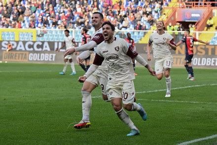 Federico Bonazzoli Simone Verdi Salernitana Celebrates Editorial Stock