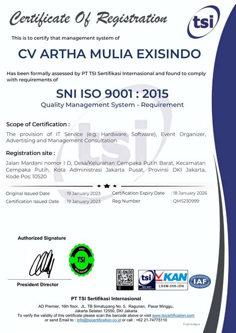 Qms Cv Artha Mulia Exisindo