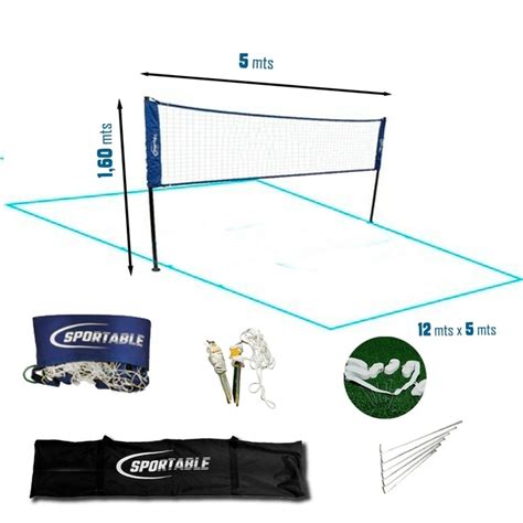 Cancha De Badminton 5mts X 160mts Con Estacas Cintas Demarcación