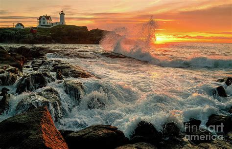 Nubble Sunrise Splash Photograph By Scott Thorp Fine Art America