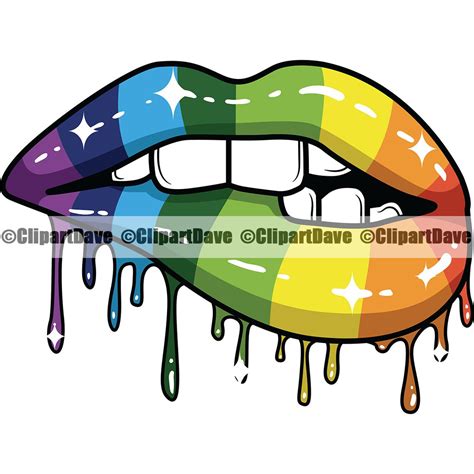 Lips Rainbow Bite Lip Dripping Svg Design Sexy Gay Pride Flag Etsy