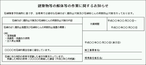 厚生労働省：建築物等の解体作業等における石綿のばく露防止対策等の掲示について