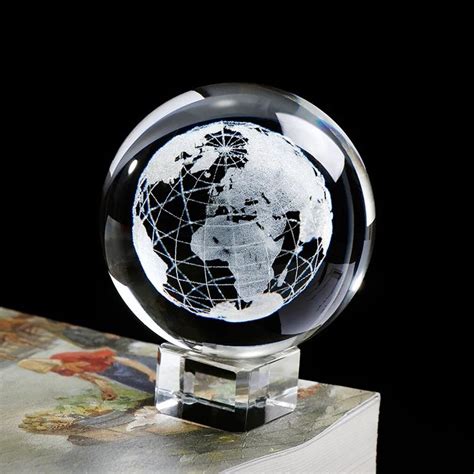 Laser Engraved Earth Crystal Ball Glass Globe Laser Engraved Etsy