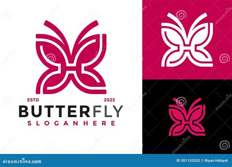 Letter H Butterfly Logo Design Vector Symbol Icon Illustration Stock