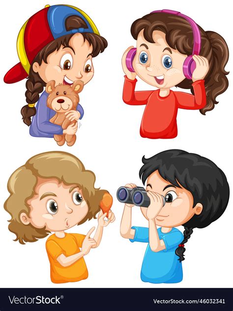 Set Of Children Cartoon Character Royalty Free Vector Image