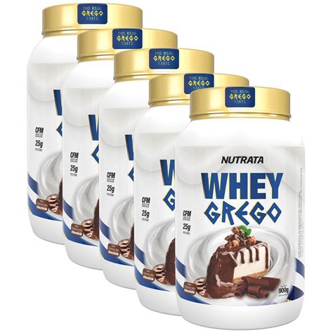 Kit 5X Whey Grego 900g Cheesecake De Chocolate Nutrata OtimaNutri