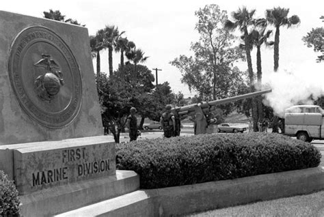 A 21 Gun Salute Is Fired In Front Of The 1ST Marine Division