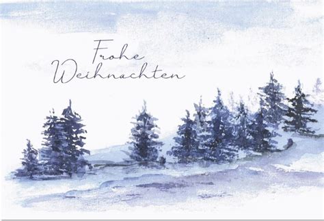 Stimmungsvolle Aquarell Weihnachtskarte Mit Frohe Weihnachten Und