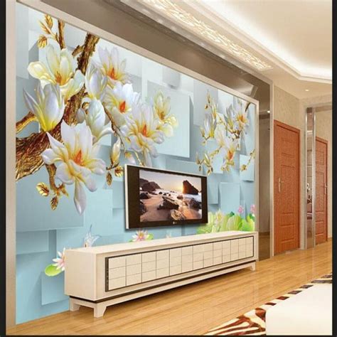 Beibehang Large Custom Wallpaper Mural 3D Stereo Magnolia Living Room