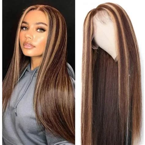 Iseehair Tl412 Piano Color Highlight Wigs Brown And Blonde Silky Straight Lace Front Wig For